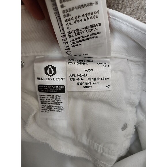 Levis 721 High Rise Skinny Ankle Jeans Womens 27 White Stretch Raw Hem NEW - Picture 12 of 13